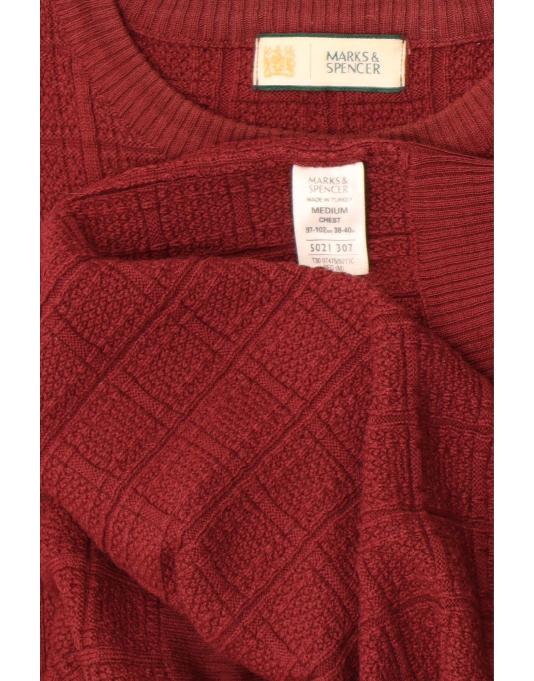 Marks & Spencer muški džemper s okruglim izrezom srednje crvene akrilne boje