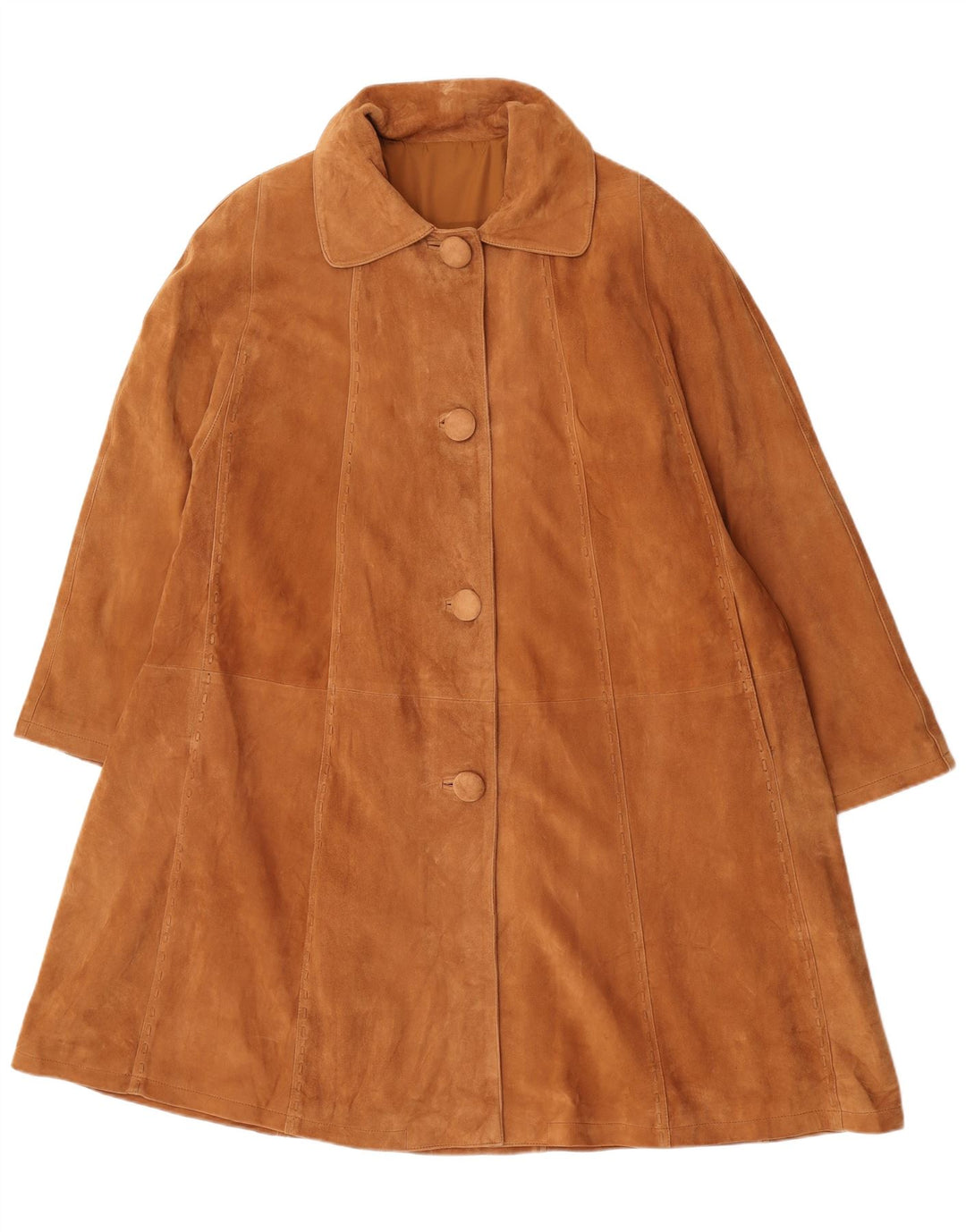 Vintage ženski preveliki kaput od brušene kože IT 46 Large Brown