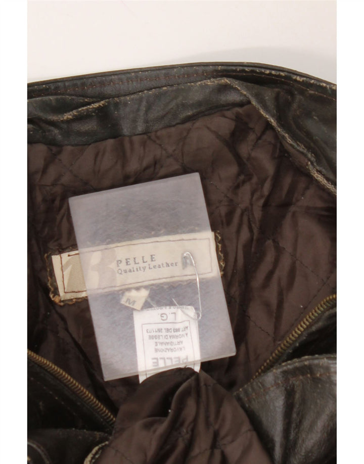 VINTAGE ženska kožna jakna 3/4 rukava UK 14 srednje smeđa koža