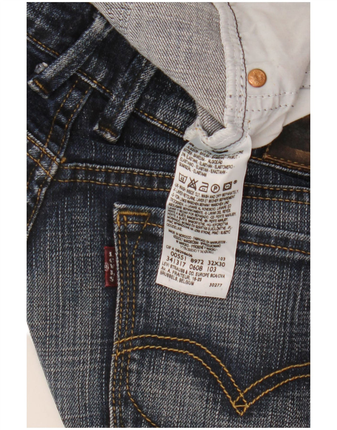 LEVI'S Ženske 551 lepršave traperice W32 L30 tamnoplavi pamuk