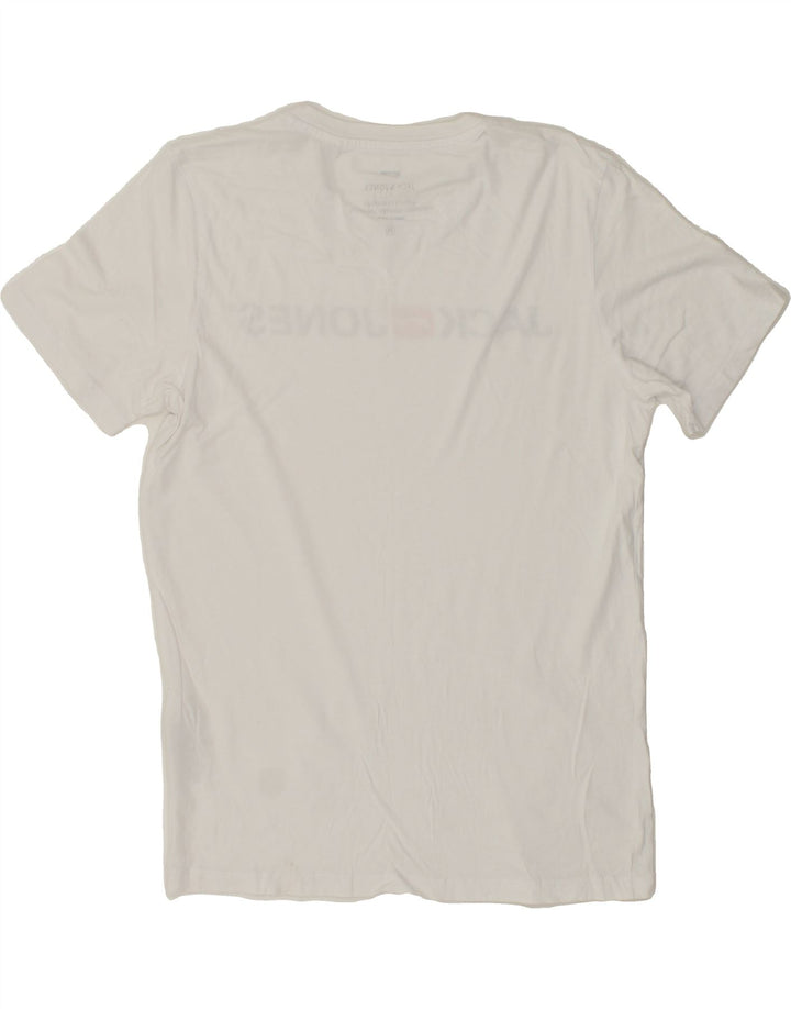 JACK & JONES Mens Graphic T-Shirt Top Medium White Cotton Vintage Jack & Jones and Second-Hand Jack & Jones from Messina Hembry 