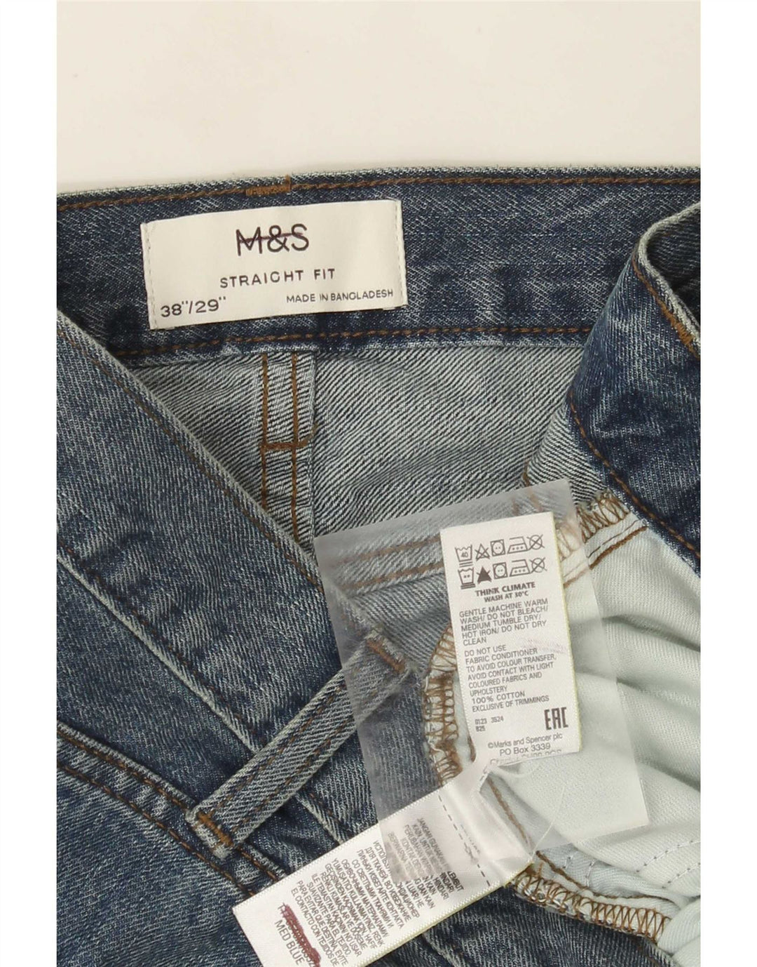 Marks & Spencer muške ravne traperice W38 L29 plavi pamuk