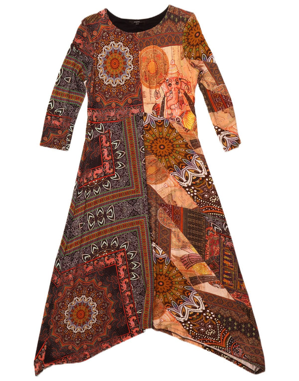 Desigual ženska maksi haljina 3/4 rukava UK 14 velika raznobojna viskoza