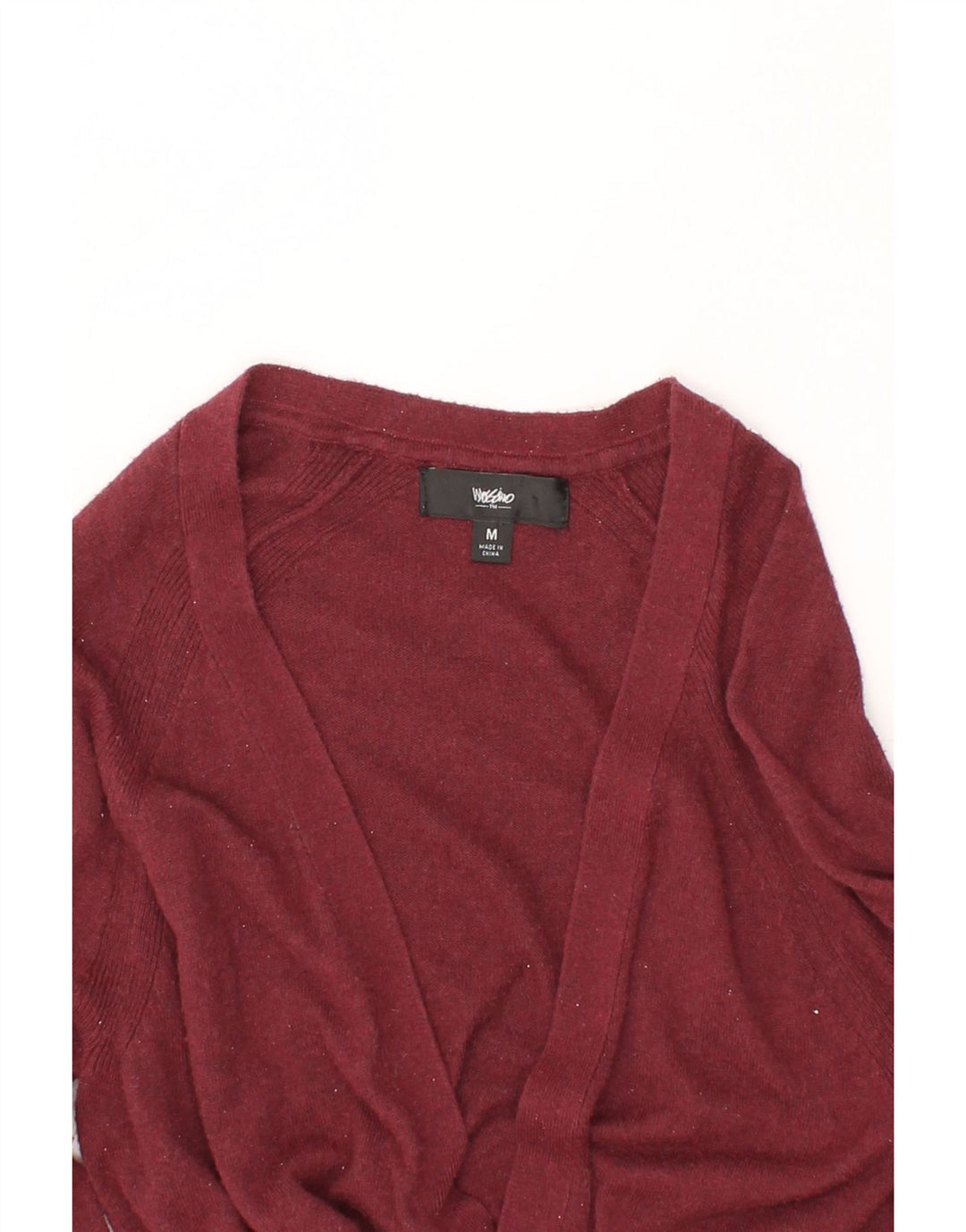 MOSSIMO Womens Longline Open Cardigan Sweater UK 12 Medium Burgundy Nylon Vintage Mossimo and Second-Hand Mossimo from Messina Hembry 