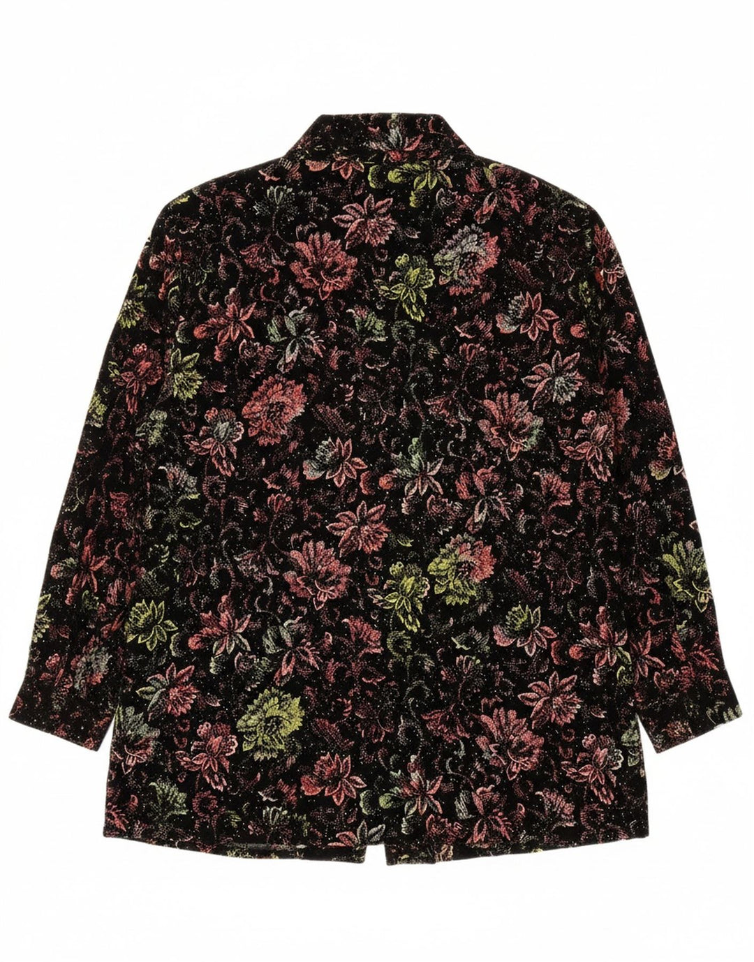 VINTAGE Womens Shirt UK 16 Large Black Floral Polyester