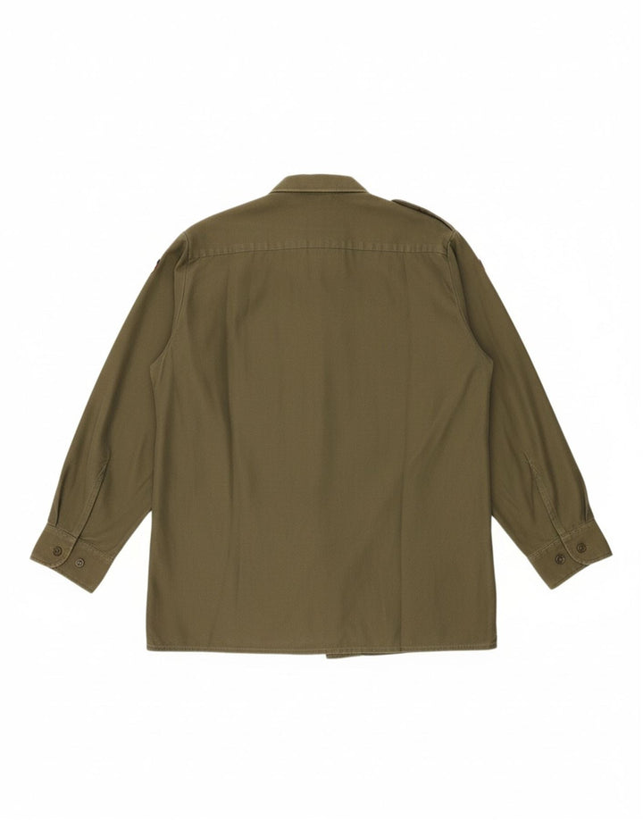 VINTAGE Mens Military Shirt Large Khaki Polyester