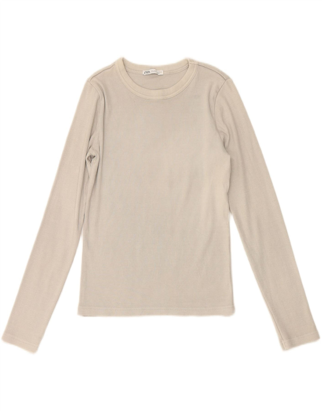 ZARA Womens Top Long Sleeve UK 14 Large Grey Cotton Vintage Zara and Second-Hand Zara from Messina Hembry 