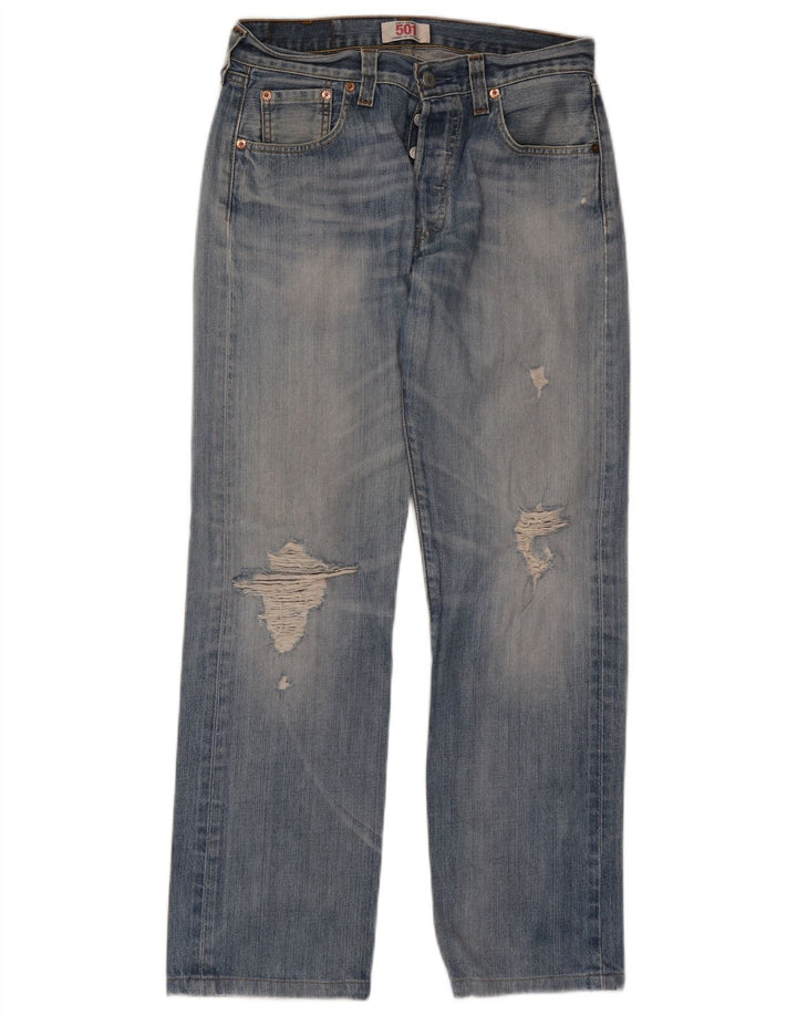 Levi's muške 501 ravne traperice s oštećenjem W30 L29, plavi pamuk