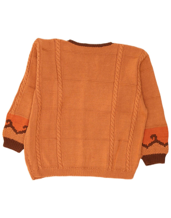 Vintage ženski kardigan pulover UK 18 XL narančasti geometrijski