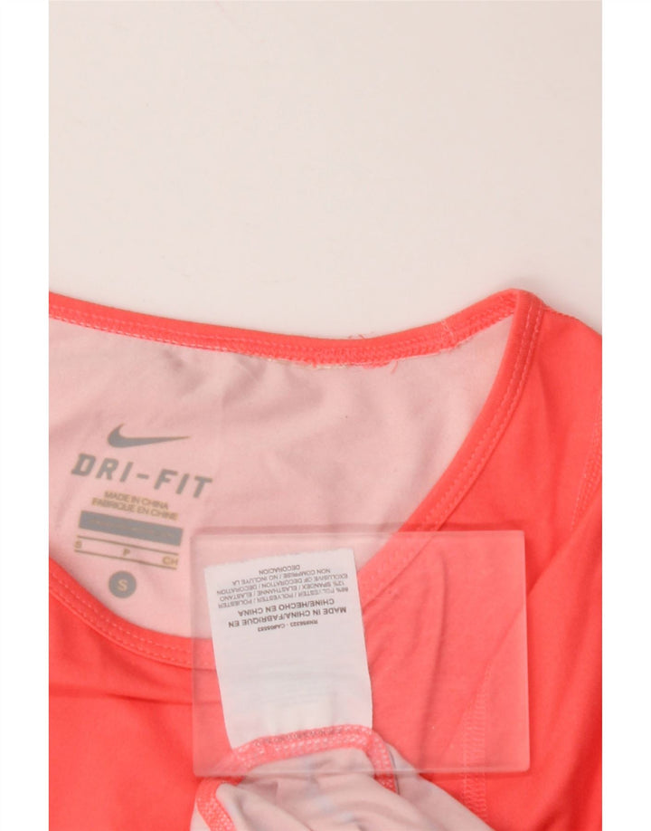 NIKE Ženska Dri Fit Top majica s 3/4 rukavima UK 10 Mali ružičasti prugasti poliester