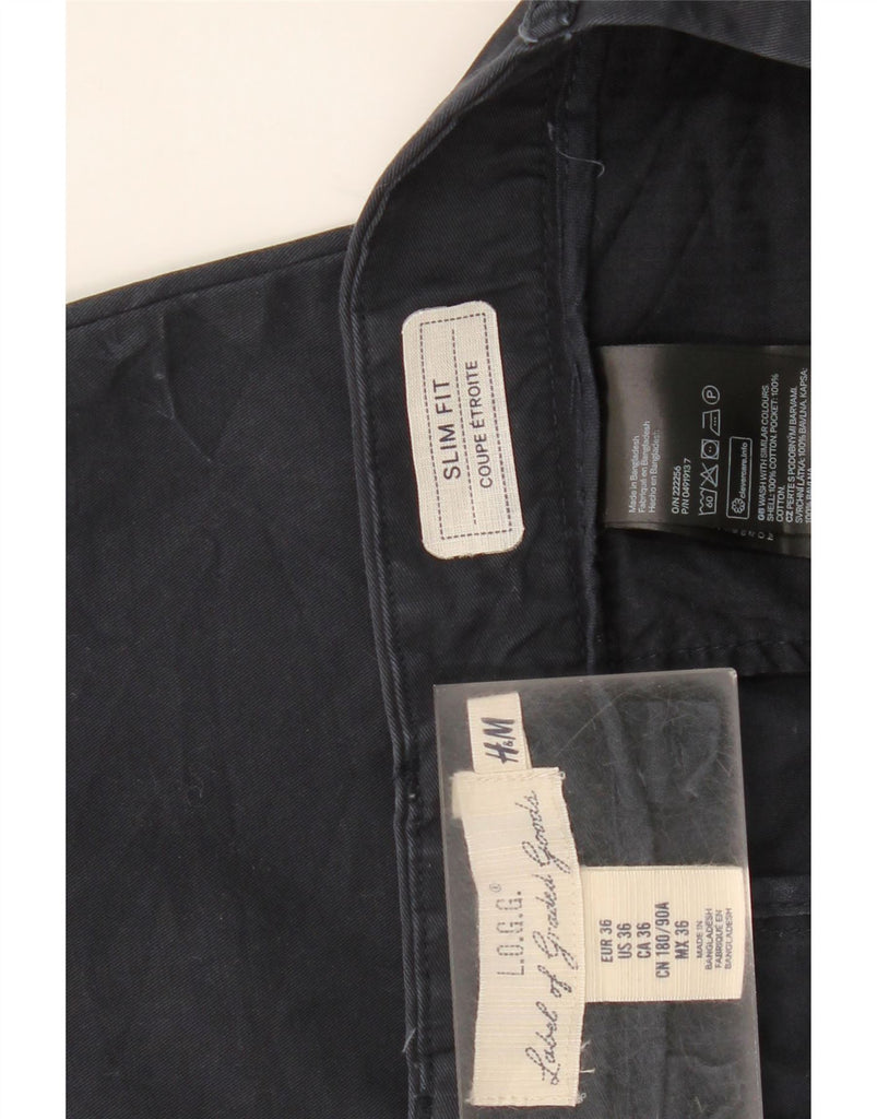 H&M Mens Slim Fit Chino Trousers W36 L32 Navy Blue Cotton Vintage H&M and Second-Hand H&M from Messina Hembry 