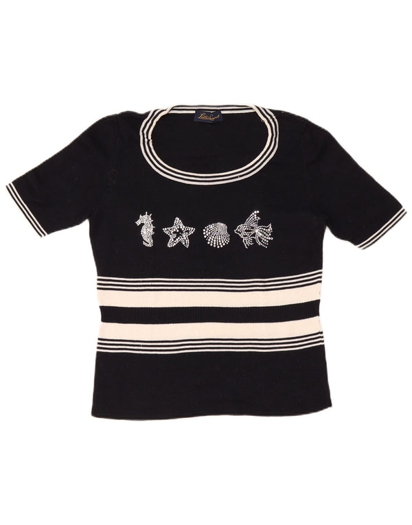 LUISA SPAGNOLI Ženski džemper s veznim izrezom UK 14 Veliki crni