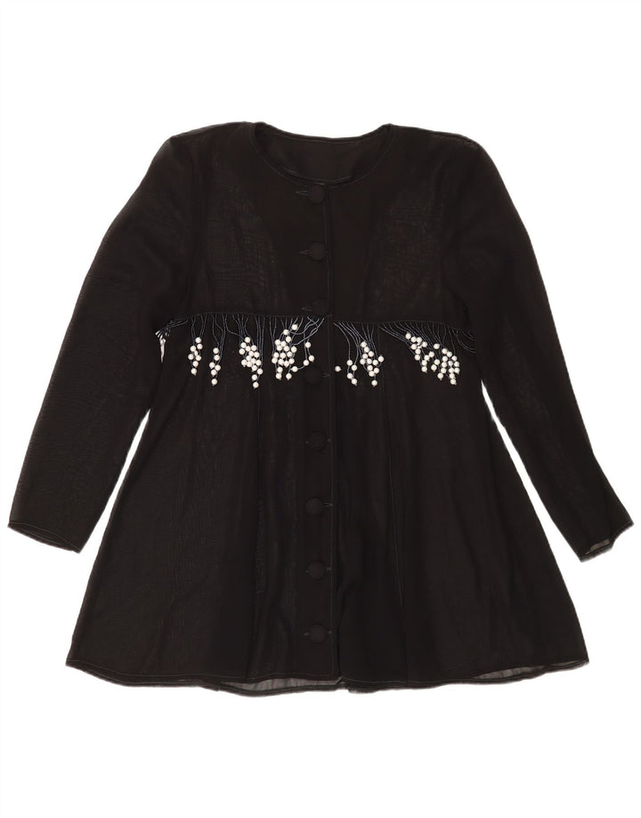 Vintage ženska košulja bluza UK 14 srednje crna