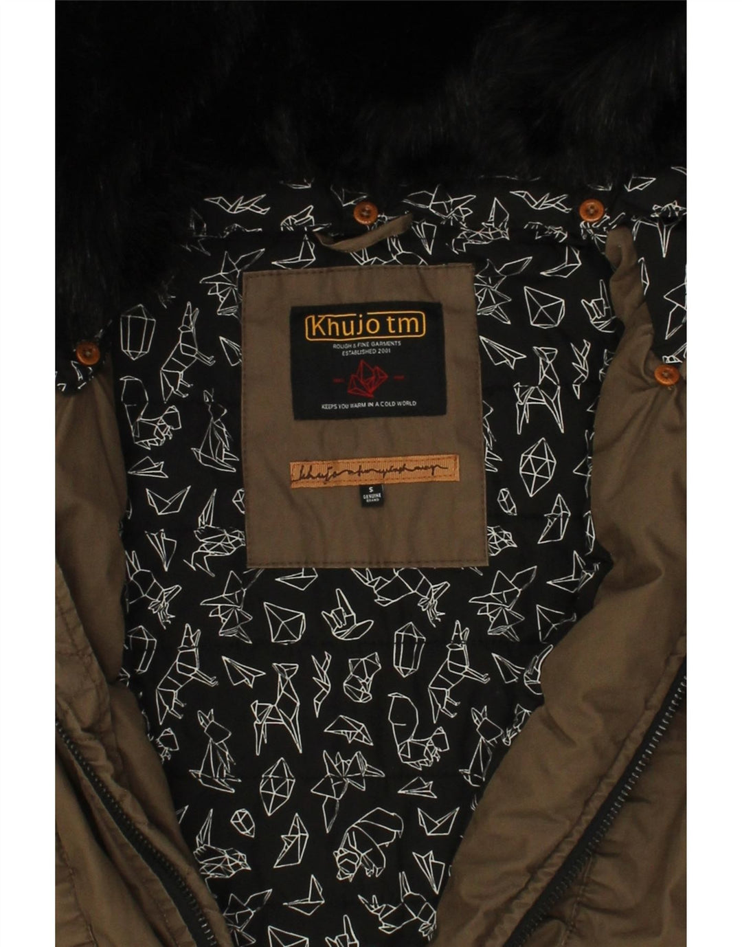 KHUJO Womens Parka Jacket UK 10 Small Brown Cotton Vintage KHUJO and Second-Hand KHUJO from Messina Hembry 