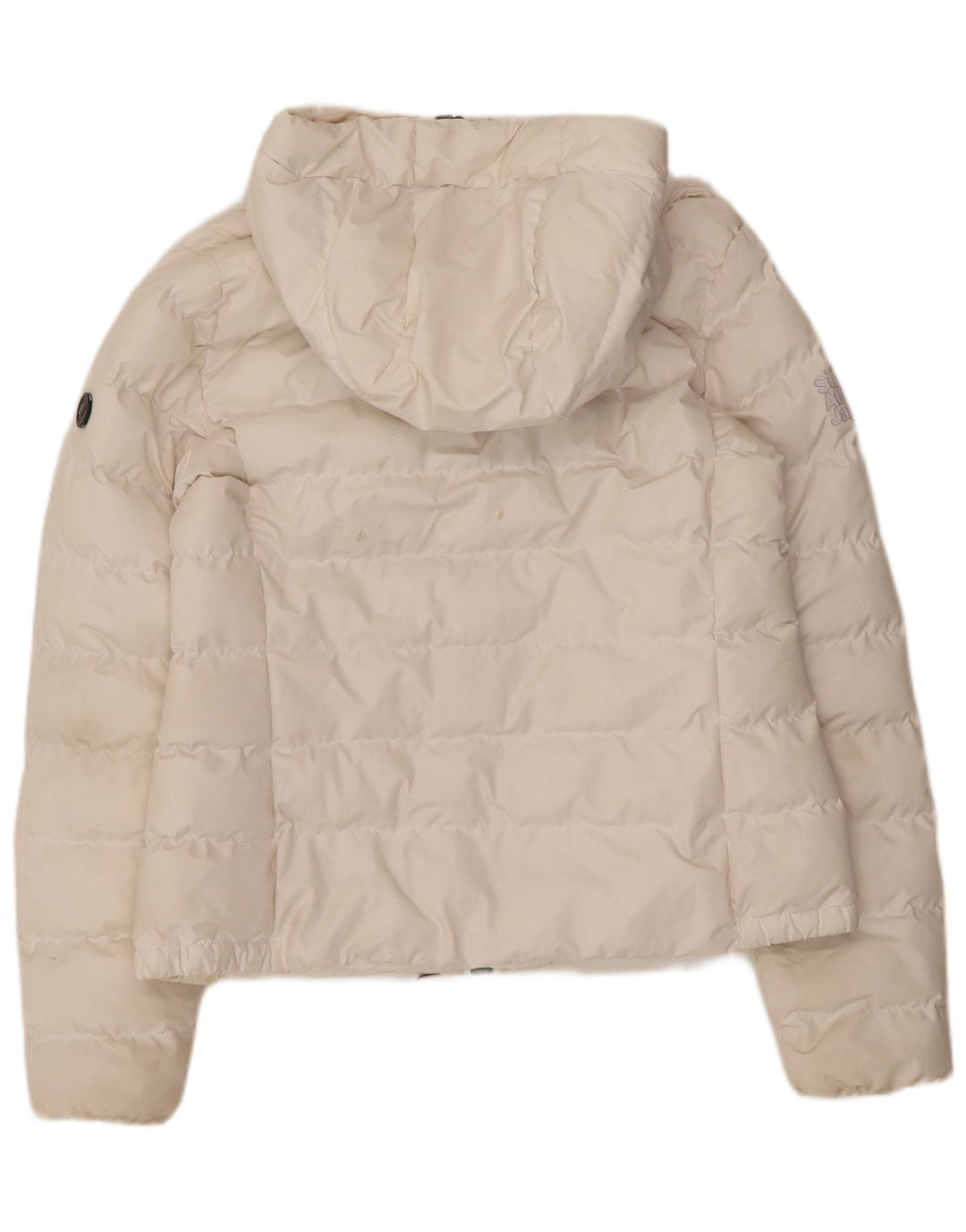 Superdry ženska podstavljena jakna s kapuljačom UK 12 srednji bijeli poliester