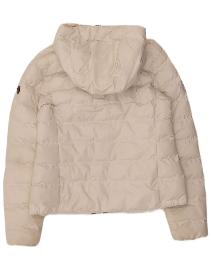 Superdry ženska podstavljena jakna s kapuljačom UK 12 srednji bijeli poliester