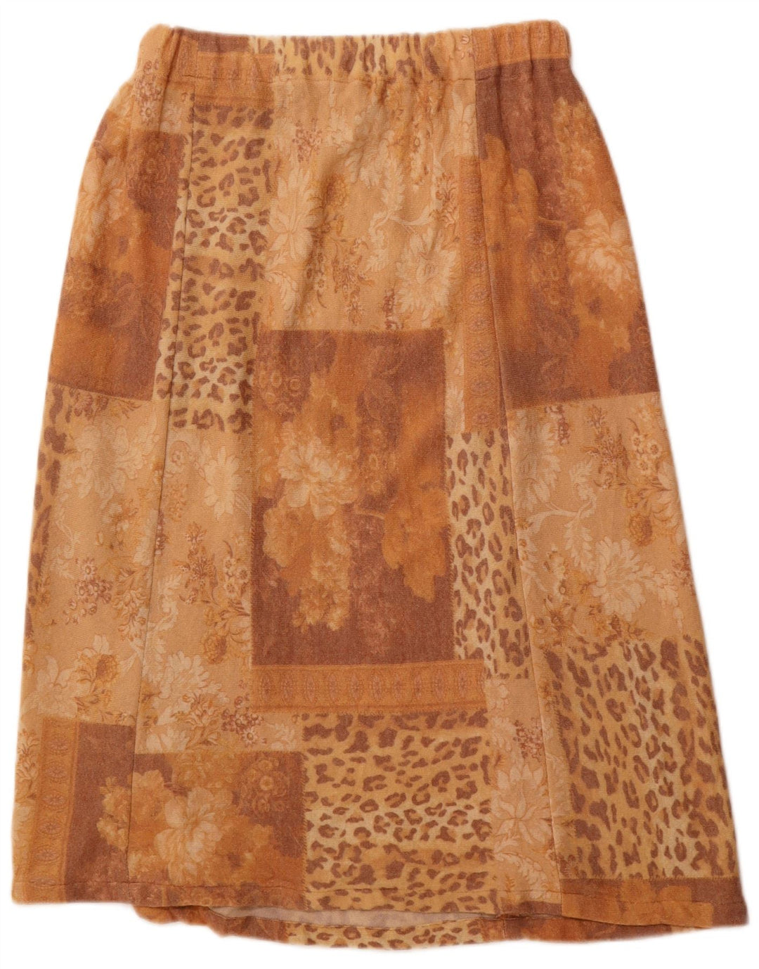 Vintage ženska suknja A-kroja W30 srednje smeđa patchwork