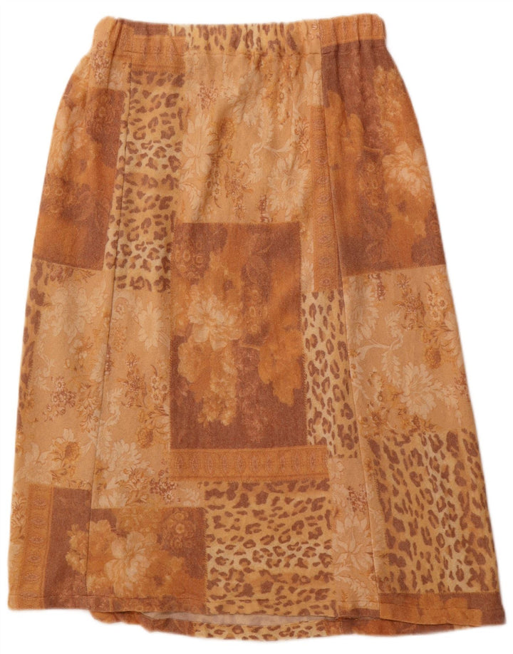 Vintage ženska suknja A-kroja W30 srednje smeđa patchwork