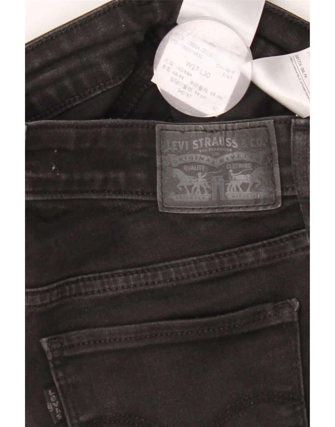 Levi's ženske 712 uske traperice W27 L30 crni pamuk