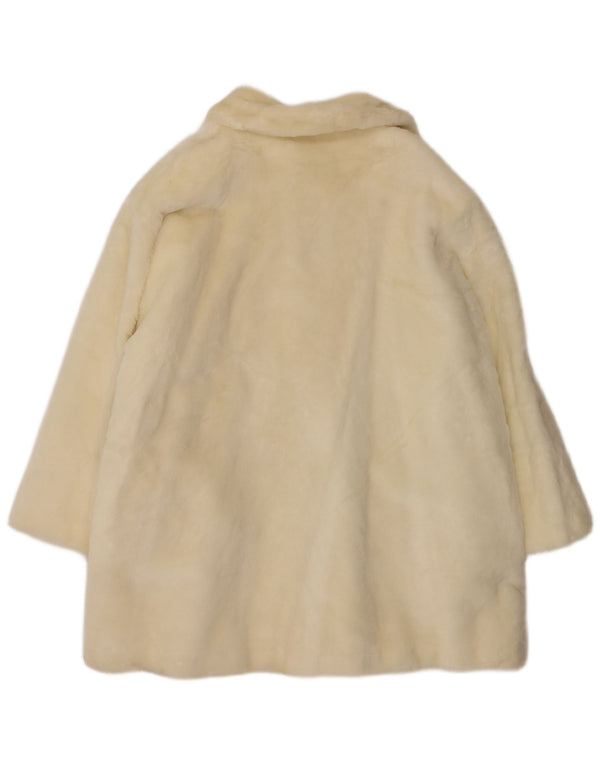 Vintage ženski kaput od umjetnog krzna UK 18 XL sivo bijeli