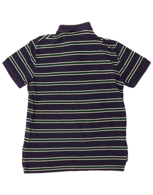 POLO RALPH LAUREN Mens Polo Shirt Medium Navy Blue Striped Cotton