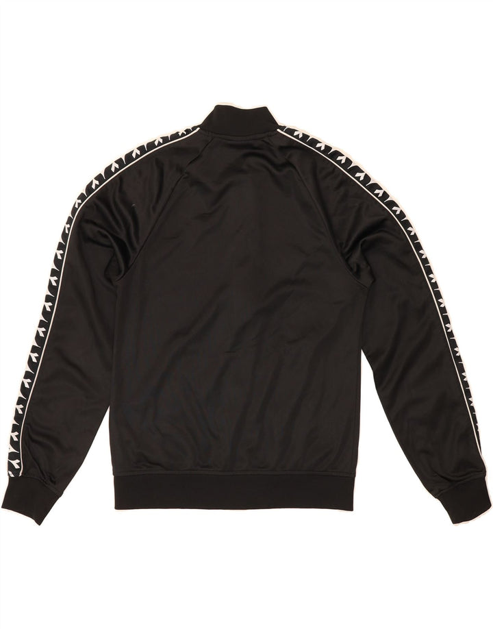 DIADORA Womens Graphic Tracksuit Top Jacket UK 6 XS Black Polyester Vintage Diadora and Second-Hand Diadora from Messina Hembry 
