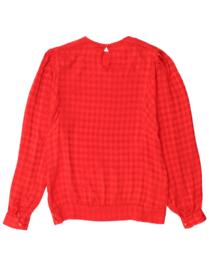 Vintage ženski gornji dio bluze dugih rukava UK 12 Srednje crveni Argyle/Dijamant