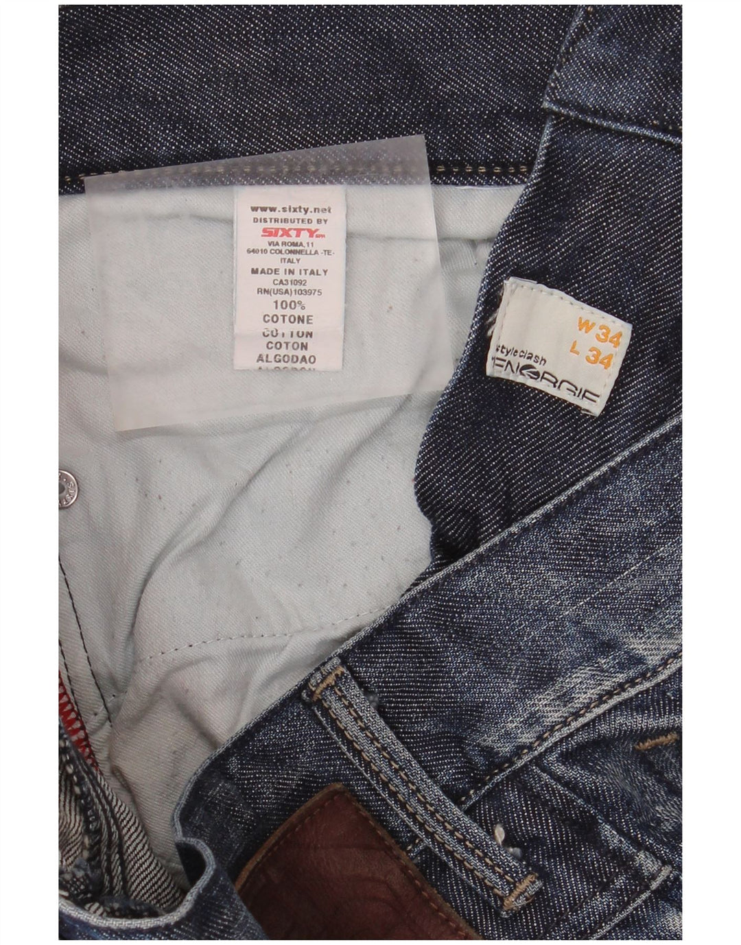 ENERGIE Muške ravne traperice W34 L34 Plavi pamuk