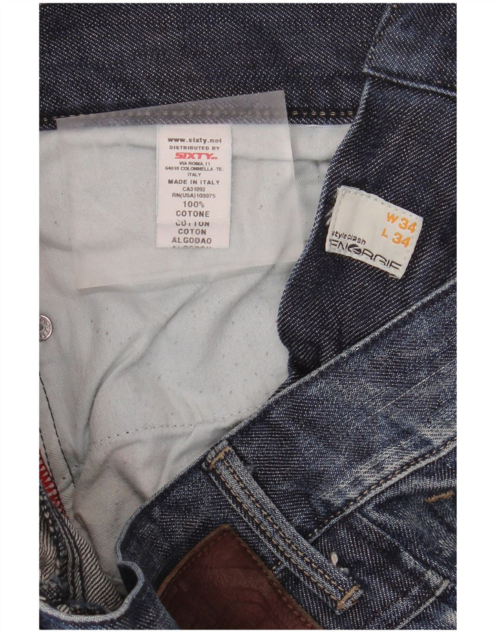 ENERGIE Muške ravne traperice W34 L34 Plavi pamuk