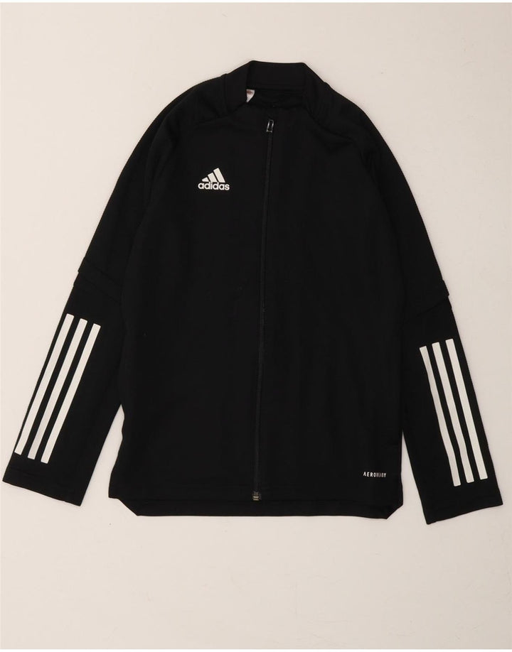 ADIDAS Boys Aeroready Tracksuit Top Jacket 9-10 Years Black Polyester Vintage Adidas and Second-Hand Adidas from Messina Hembry 