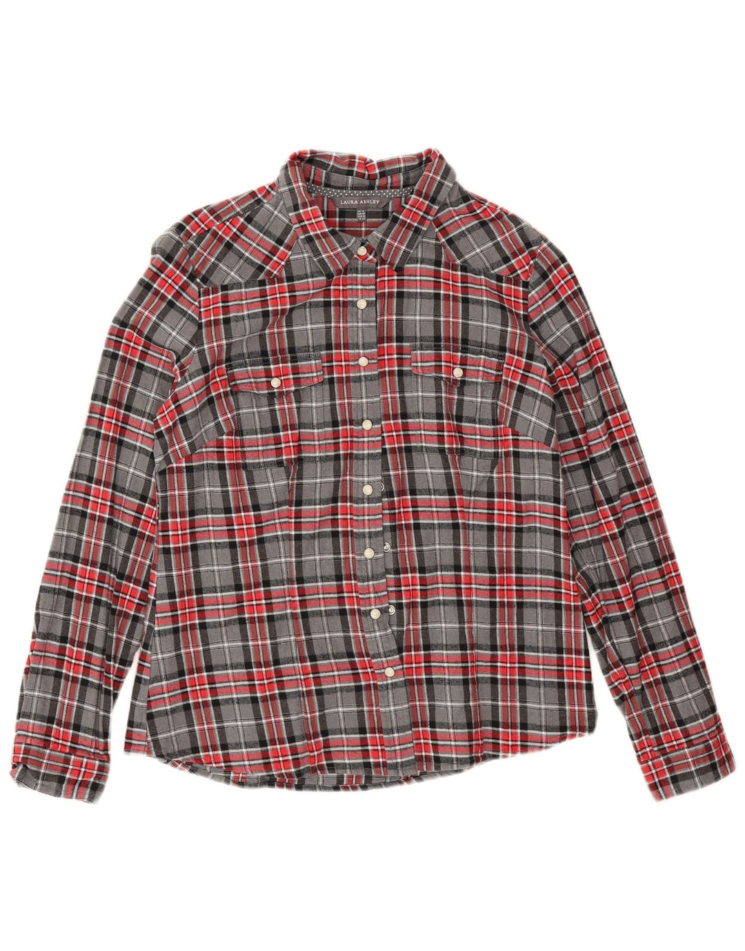 Laura Ashley Ženska flanelska košulja UK 14 Veliki sivi karirani pamuk