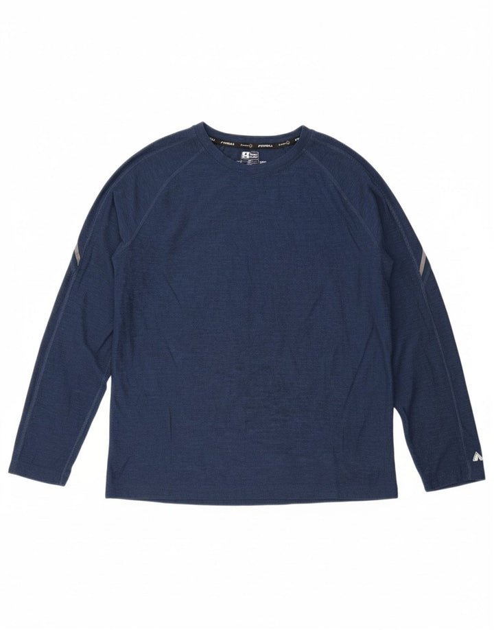 RUSSELL ATHLETIC Boys Top Long Sleeve 15-16 Years 2XL  Navy Blue Polyester