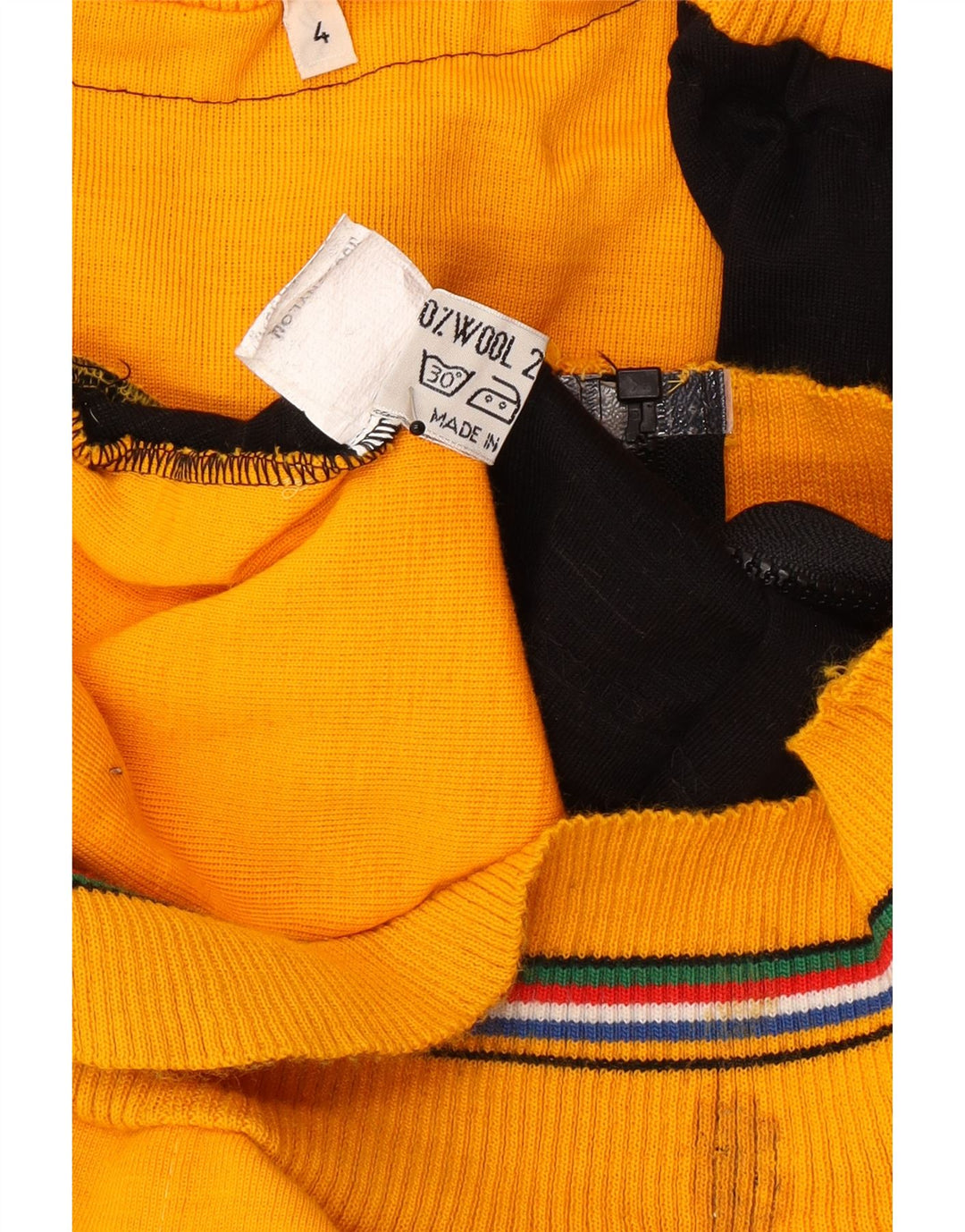 Vintage muška pletena bomber jakna UK 38 srednje žuta vuna