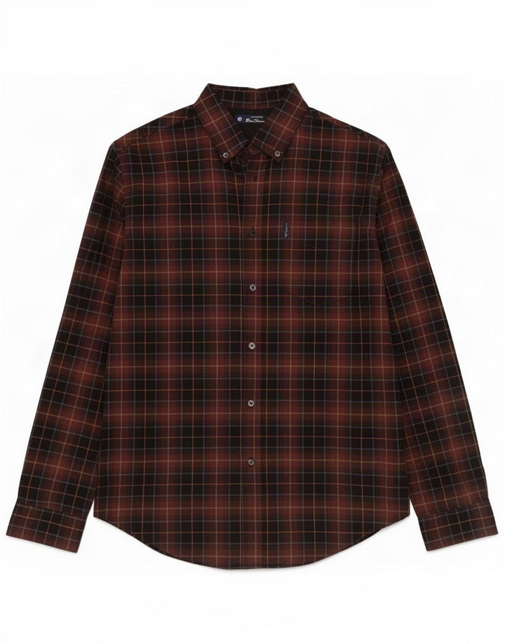 Ben Sherman muška košulja srednje smeđe karirane pamučne boje