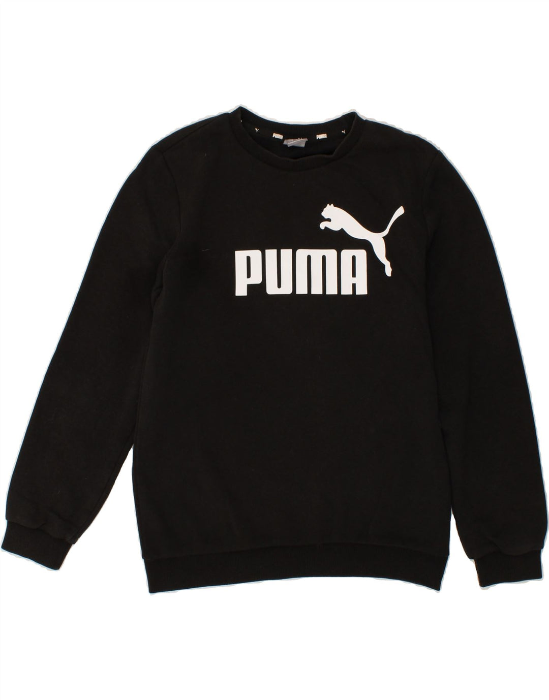 PUMA Boys Graphic Sweatshirt Jumper 13-14 Years XL Black Vintage Puma and Second-Hand Puma from Messina Hembry 