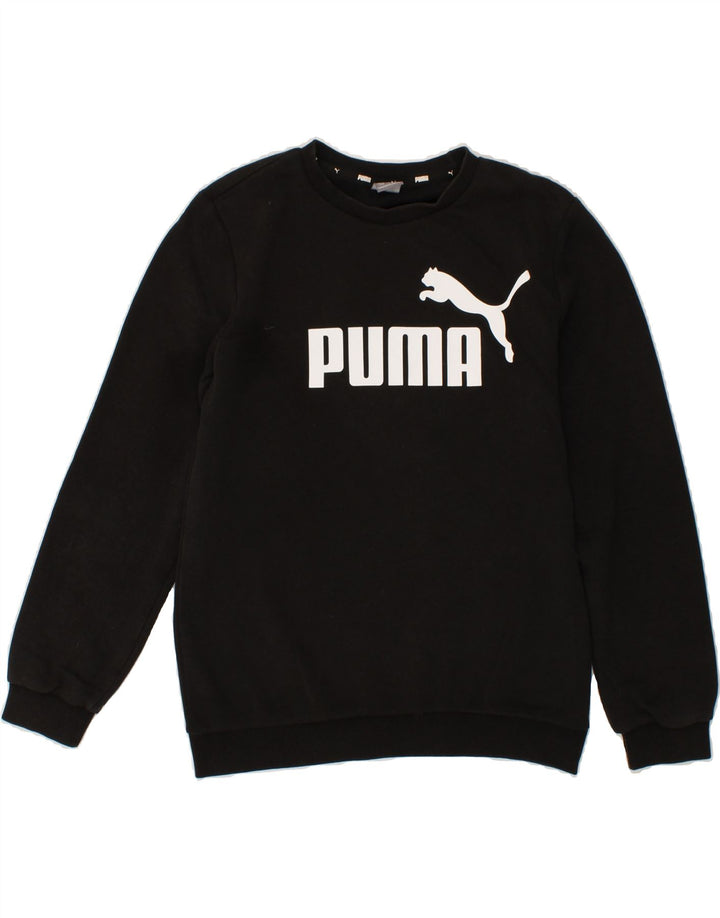 PUMA Boys Graphic Sweatshirt Jumper 13-14 Years XL Black Vintage Puma and Second-Hand Puma from Messina Hembry 
