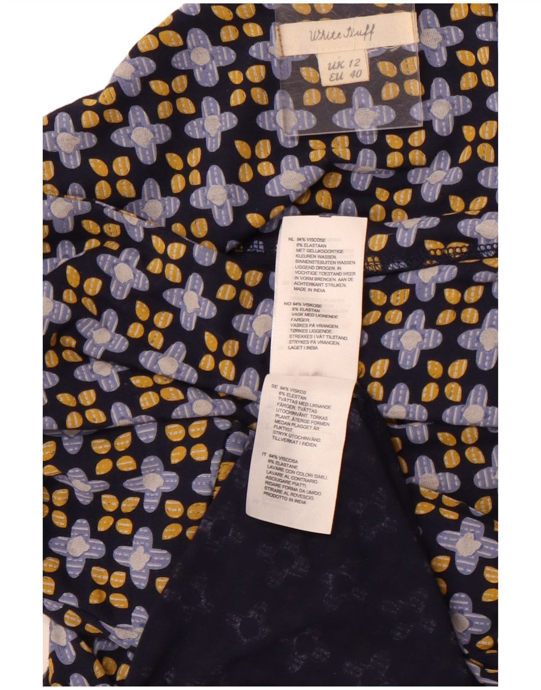 WHITE STUFF Ženska haljina A-kroja UK 12 Srednje tamnoplava cvjetna viskoza