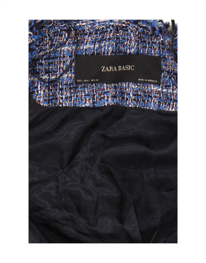 ZARA Womens Open Blazer Jacket UK 14 Large Blue Check Vintage Zara and Second-Hand Zara from Messina Hembry 