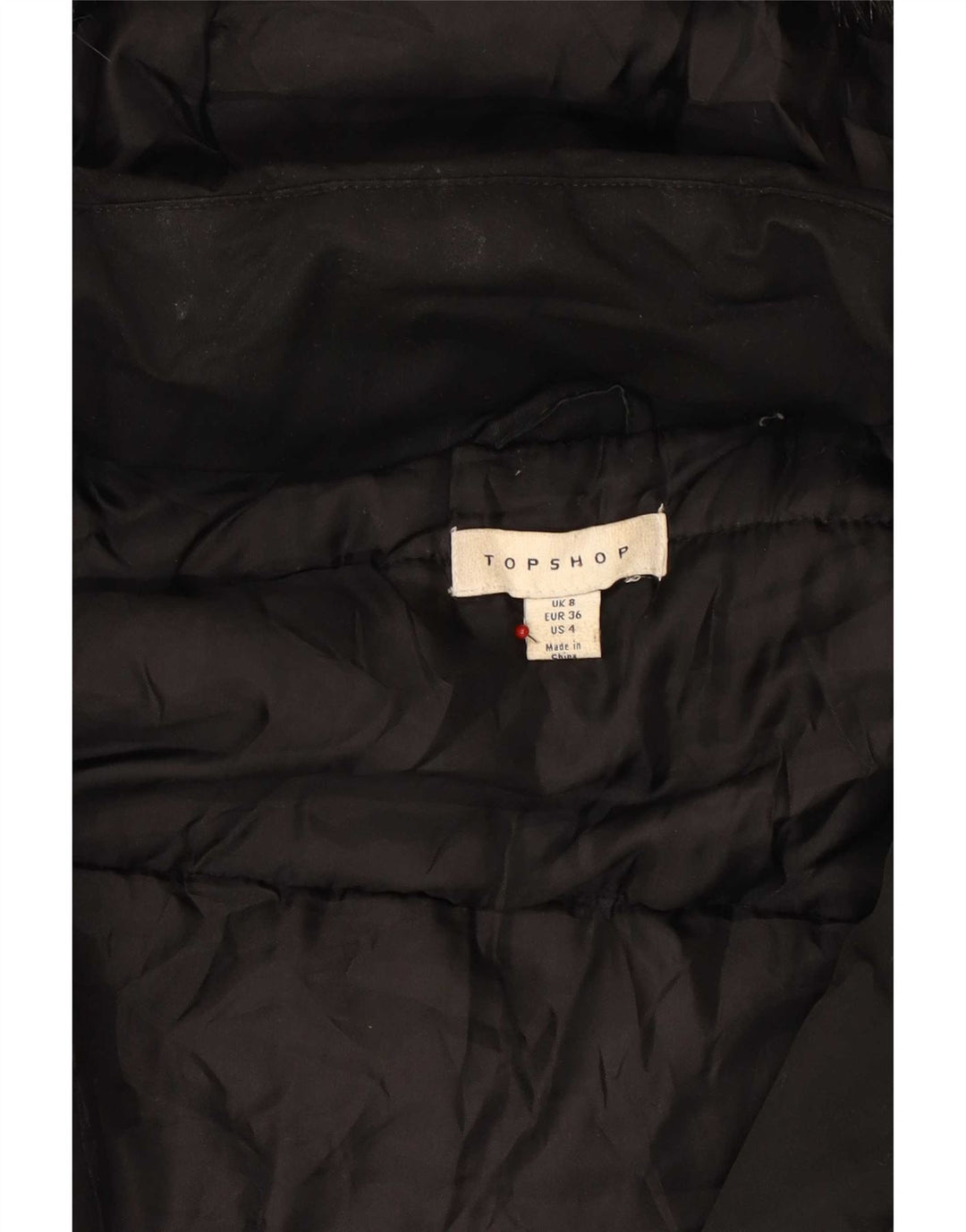 Topshop ženska parka jakna s kapuljačom UK 8 Mala crna poliesterska