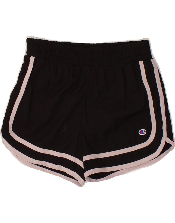 CHAMPION Womens Sport Shorts UK 12 Medium Black Polyester Vintage Champion and Second-Hand Champion from Messina Hembry 