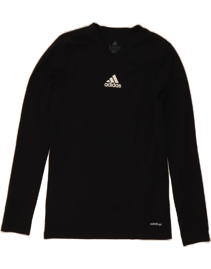 ADIDAS Boys Aeroready Top Long Sleeve 13-14 Years  Black Polyester Vintage Adidas and Second-Hand Adidas from Messina Hembry 