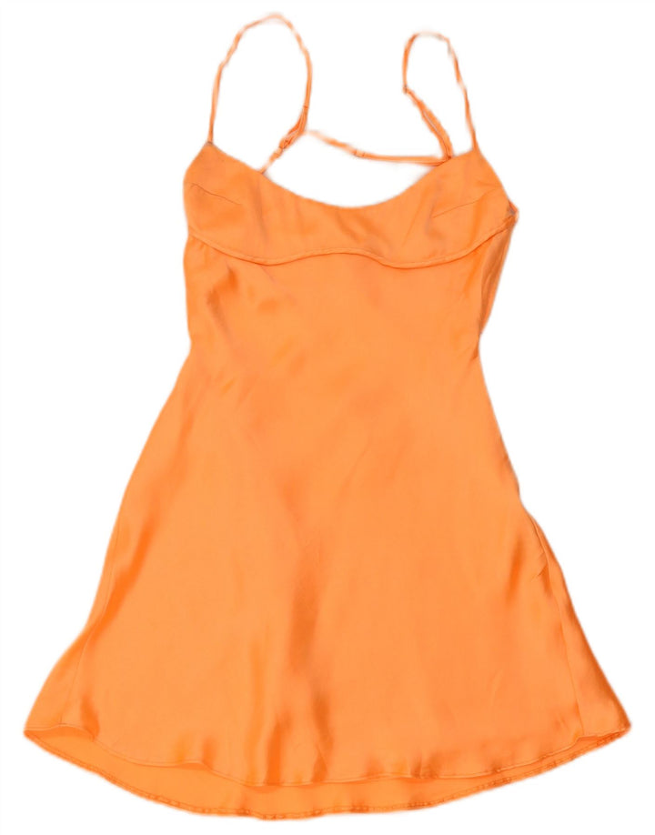 Zara ženska mini slip haljina UK 8 Mali narančasti poliester