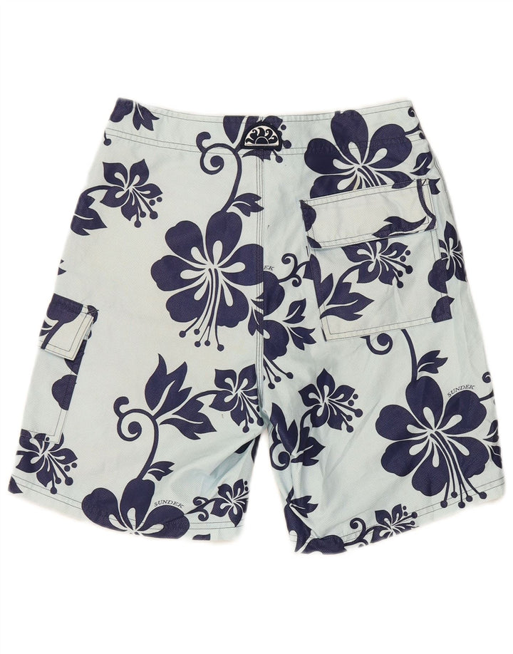 SUNDEK Mens Swimming Shorts Small  Blue Floral Polyester