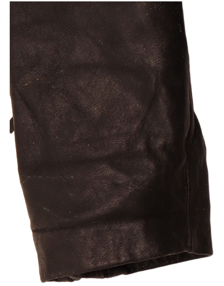 VINTAGE ženska kožna biciklistička jakna UK 14 Srednja crna koža