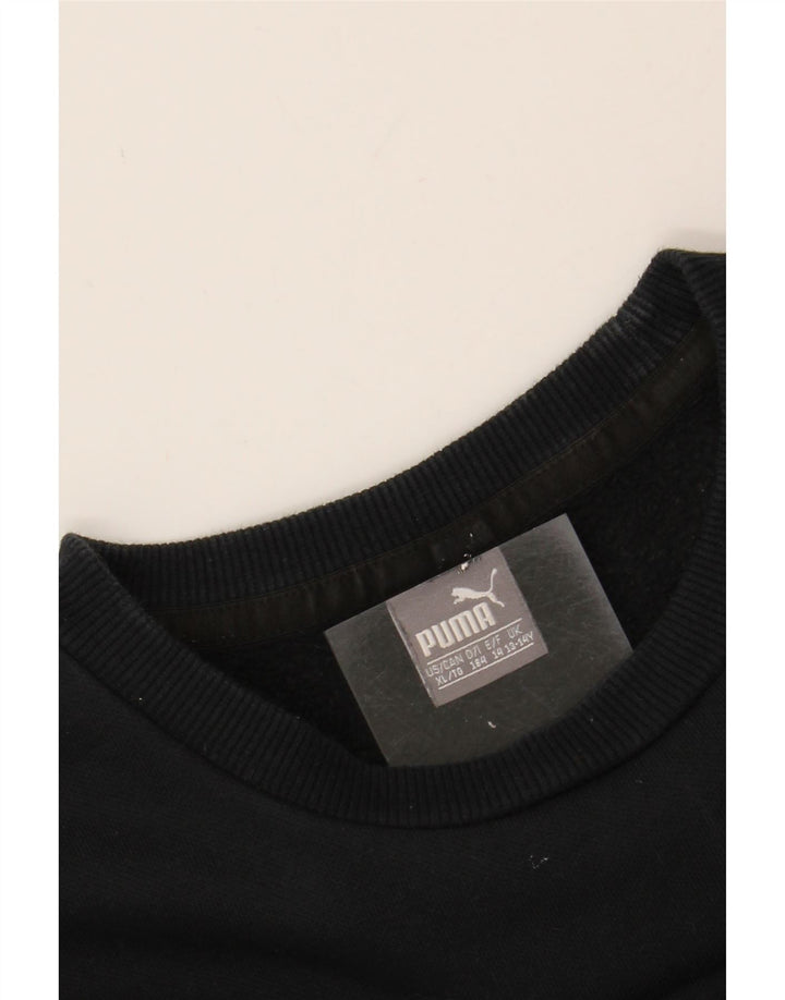 PUMA Boys Graphic Sweatshirt Jumper 13-14 Years Black Vintage Puma and Second-Hand Puma from Messina Hembry 