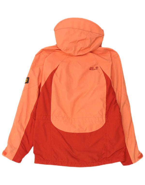 Jack Wolfskin ženska kišna jakna s kapuljačom UK 10 Small Orange Colourblock