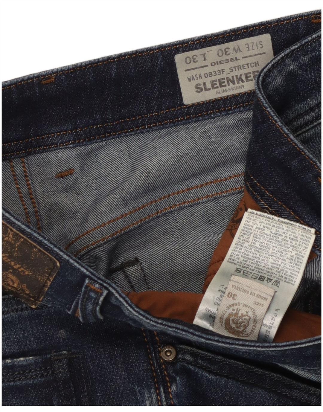 DIESEL Muške uske traperice Sleenker Distressed Slim W30 L30 Plavi pamuk