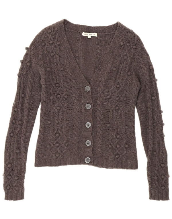 Laura Ashley Ženski kratki kardigan džemper UK 10 Small Grey Lambswool