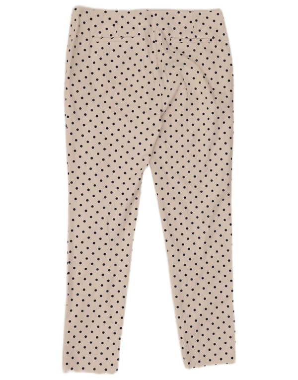ZARA Womens Slim Cropped Trousers Small W26 L26 White Polka Dot Cotton