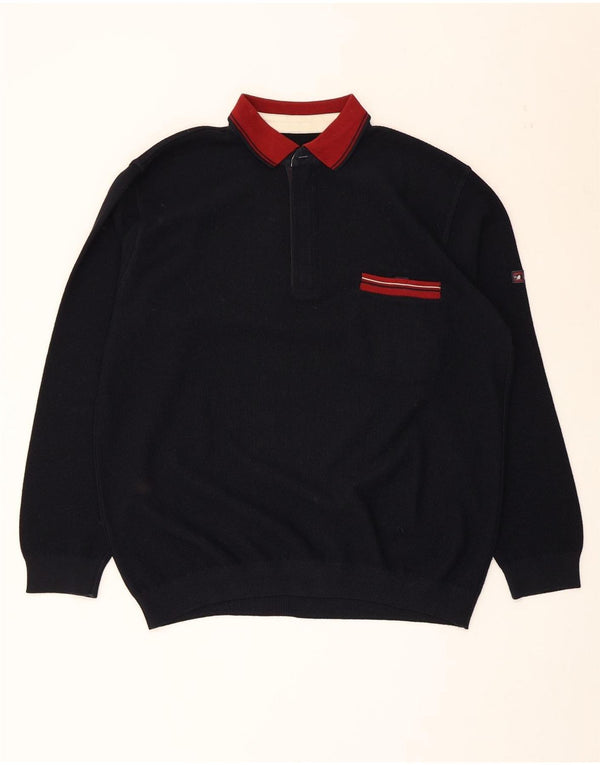 Green Coast muški džemper s polo ovratnikom IT 56 XL tamnoplava vuna